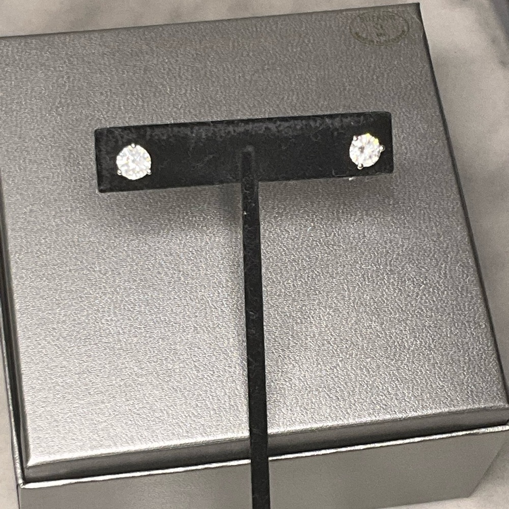 Simulated Diamond Solitaire Stud Earrings - image 2